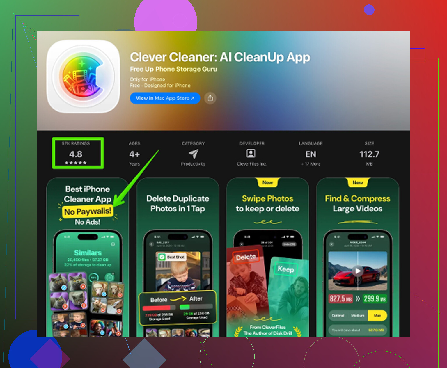 Mídia baixada no iPhone ocupando espaço - Existe algum app que mostra os tamanhos exatos dos arquivos?